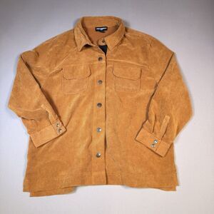 KARL LAGERFELD Paris Corduroy Logo Jacket / Shirt Sz XL Dark Tan Long sleeve